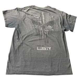 Mens‎ Vintage Distressed Size Large Gray NRA T-shirt America Give Me Liberty